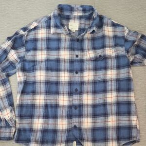 Blue Plaid Button-Up Shirt